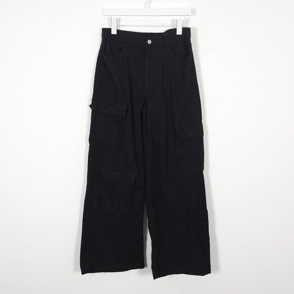H&M Black Wide Leg Cargo Pants - Picture 1 of 7